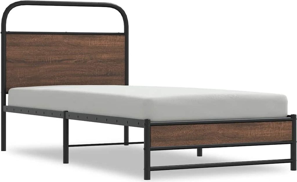 "WINTER SALE"Bettgestell Stylishces - Einzelbett/Jugendbett mit Lattenrost - ohne Matratze - 107x203cm Braun Eichen-Optik - Klassische Betten NeuM...