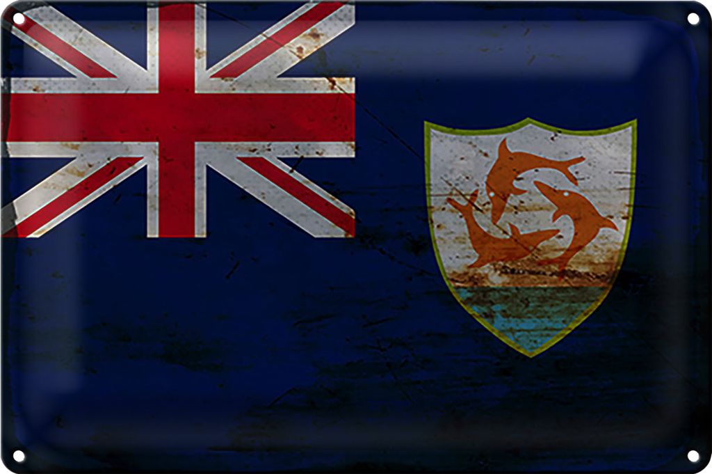 Blechschild Flagge Anguilla 30x20cm Flag of Anguilla Rost