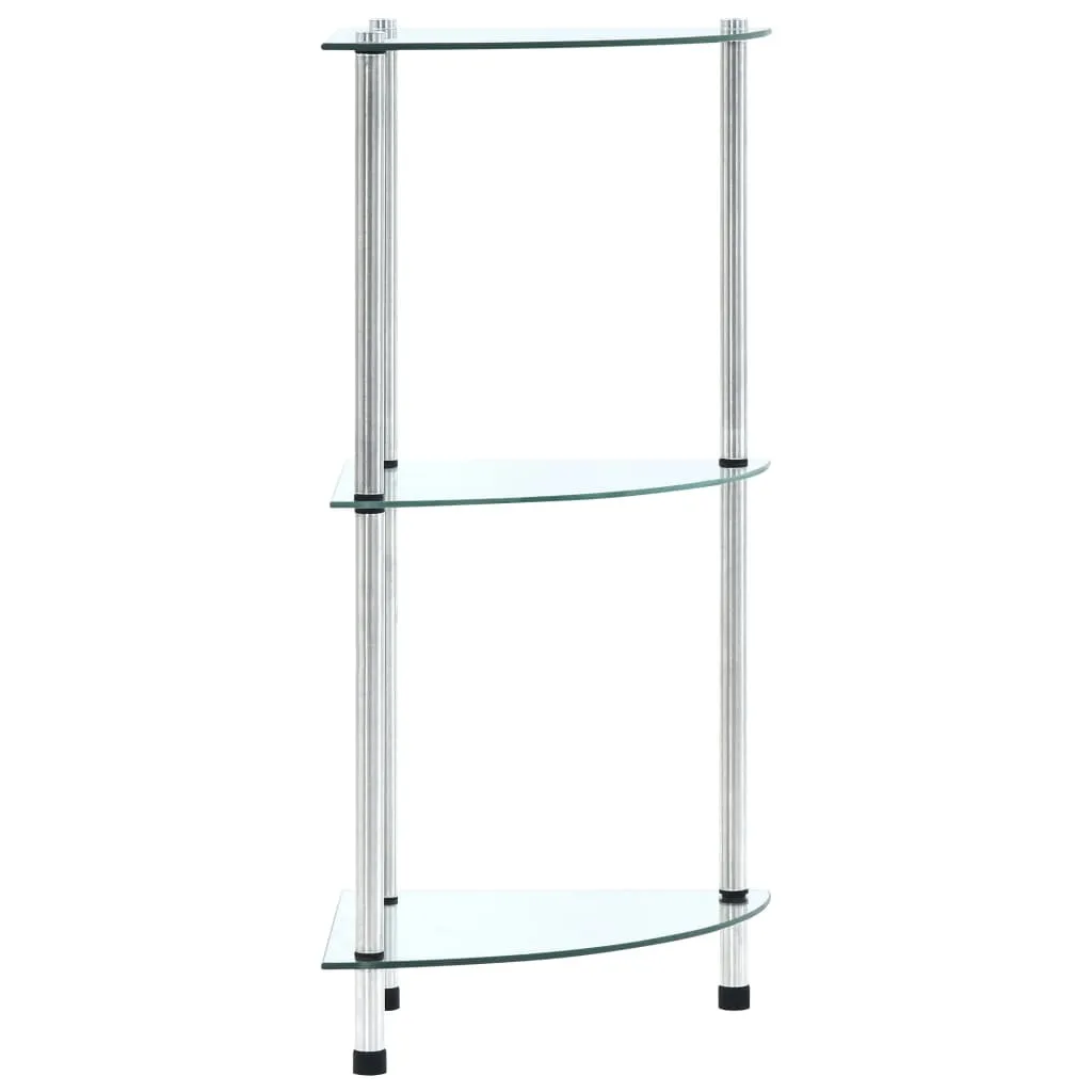 Mensola a 3 Ripiani Vetro Temperato Trasparente 30x30x67 cm Design