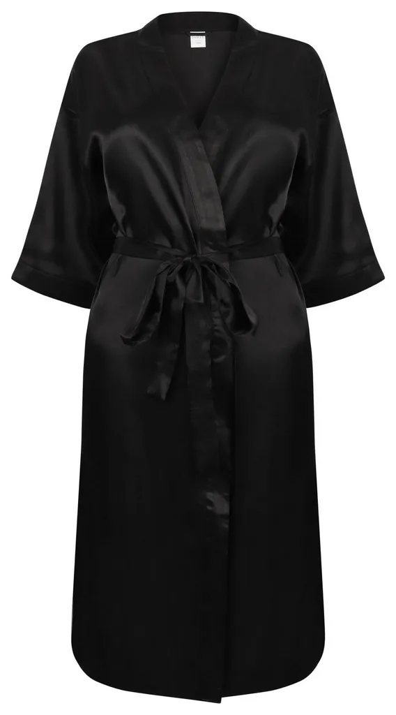 Peignoir femme satin noir Towel City LT4017 Taille XL-XXL élégant