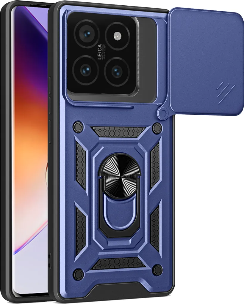 Rdyi6ba8 Cover per iPhone 14, Trasparente Compatibile con Magnetica Case con [Scorrevole Protezione Fotocamera] TPU+PC Antiurto Custodia per iPhone 14 - Blu