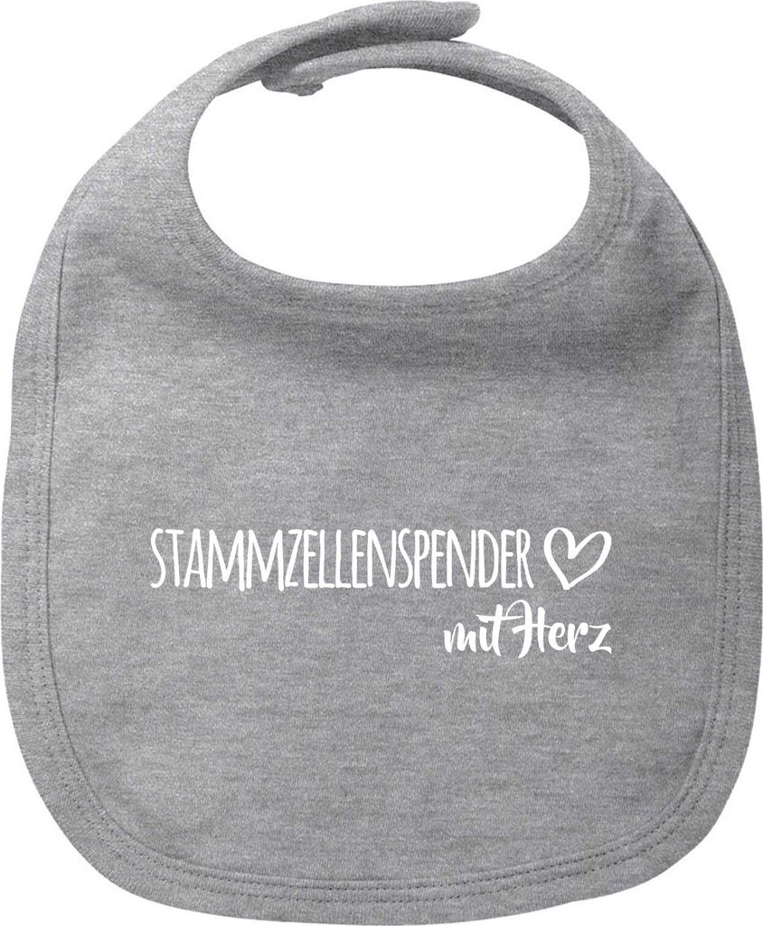 Huuraa Baby Lätzchen Stammzellenspender mit Herz Heather Grey Klettverschluss Baumwolle Latz Geschenkidee