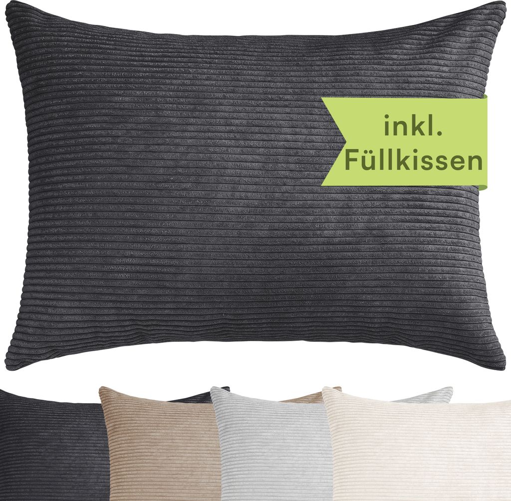 Selfitex XXL Breitcord Sofakissen inkl. Füllkissen, edler Produktbild 1