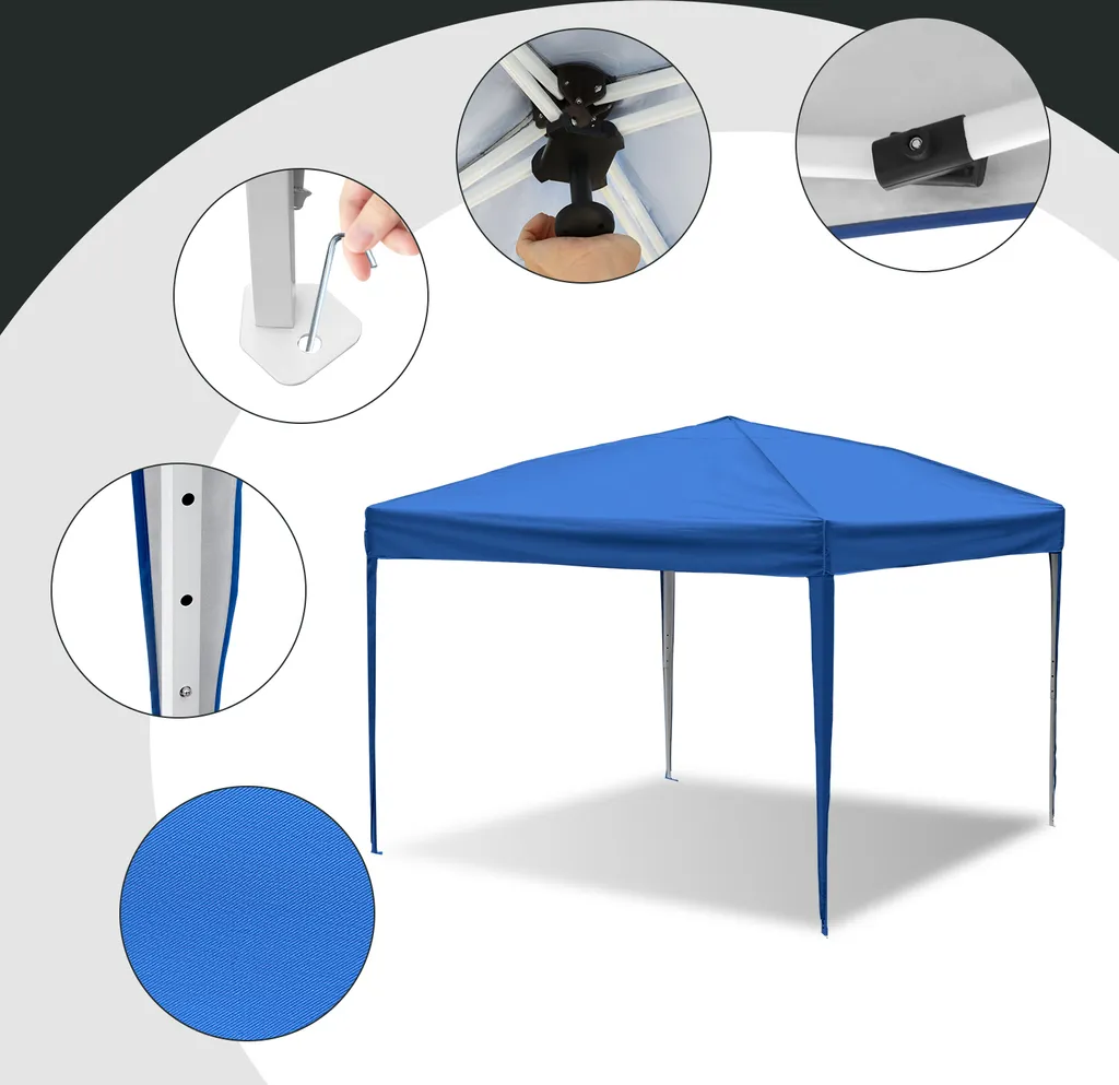 Gazebo Pieghevole 3x3m Jayseuw Blu: Protezione UV e Altezza Regolabile