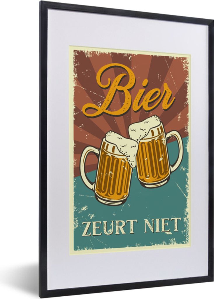 MuchoWow Gerahmtes Poster Mancave - Bier - Bier nörgelt nicht - Kneipe - Cafe 40x60 cm - Poster mit Schwarzem Bilderrahmen Wandposter Rahmen Fot...