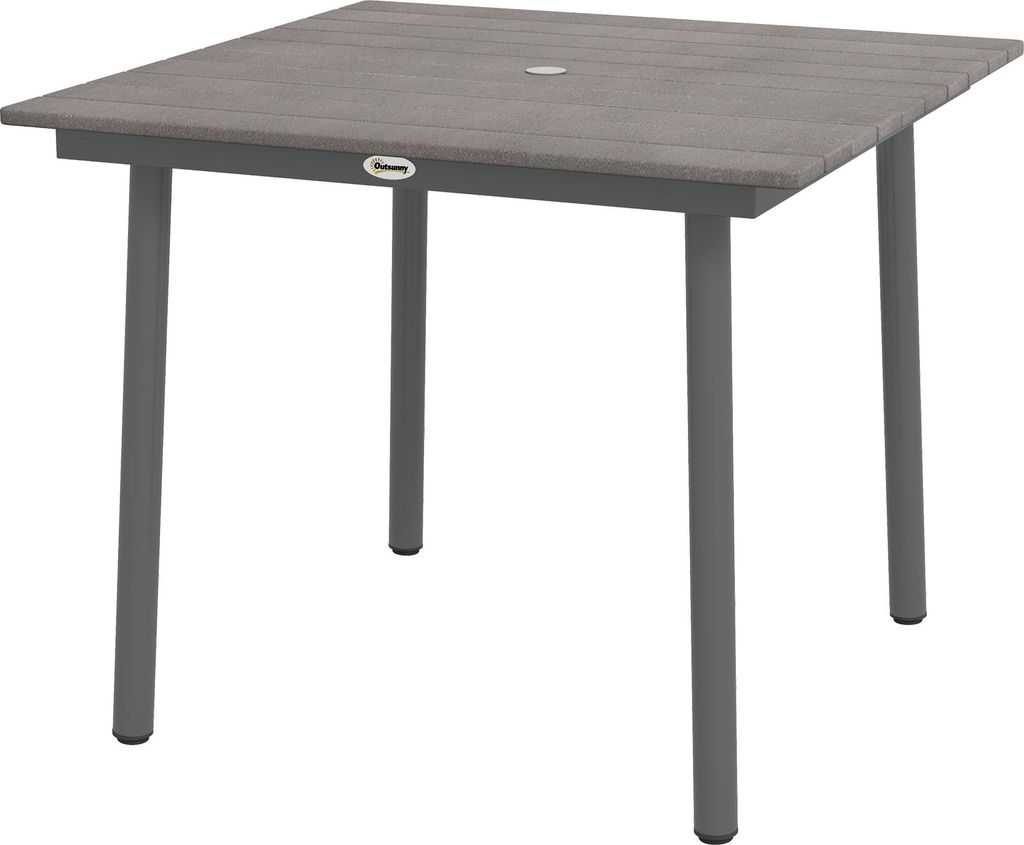 Gartentisch Outdoor-Esstisch Loungetisch, wetterbeständig, modernes Design, 90 x 90 x 75 cm, Dunkelgrau