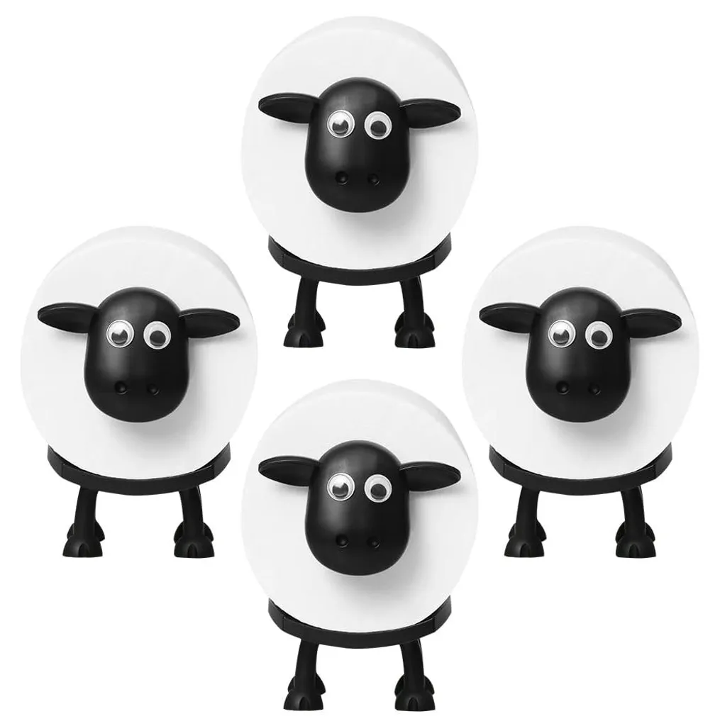 Rangement papier toilette en métal noir motif mouton pour 4 rouleaux 42 mm