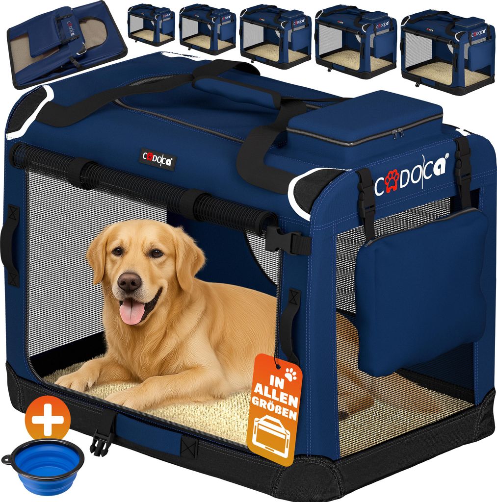 CADOCA® Cage de transport XXXL Bleu pour animaux chien chat Image du produit 