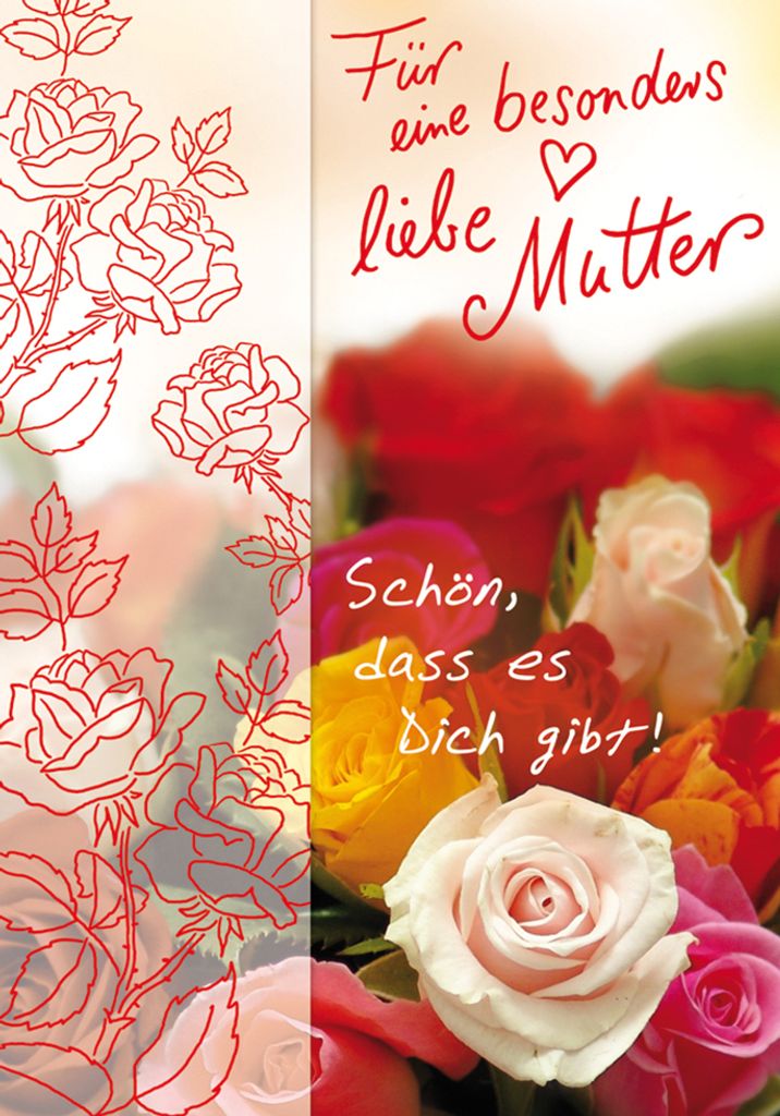 Muttertag Glückwunschkarte im Format 115 x 17cm mit Umschlag