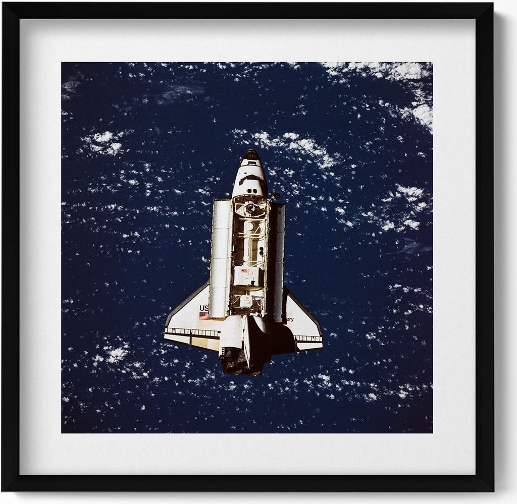 NASA-Raumschiff– Wandbild mit Rahmen – Gerahmtes Bild – Wanddekoration – 50x50 cm – Schwarz Rahmen