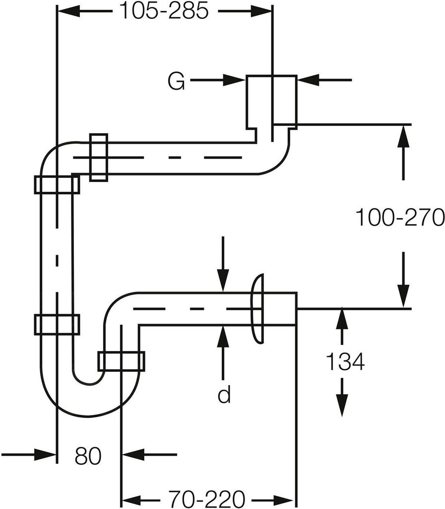 HAAS PP Waschtisch-Möbel-Raumsparsiphon  1 12 &1 1/4, DN Produktbild 2