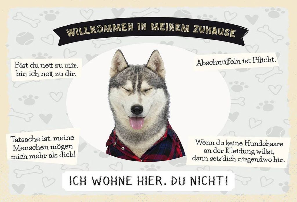 vianmo Holzschild 12x18 cm Tiere Haski willkommen wohne Produktbild 