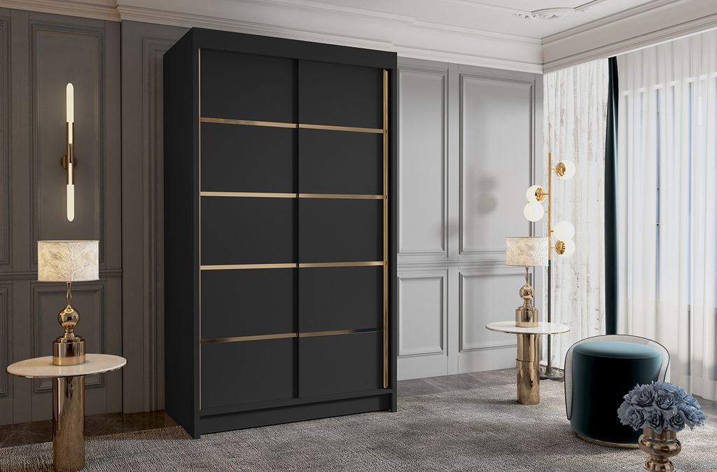 Kleiderschrank MILINA - 100 cm, schwarz