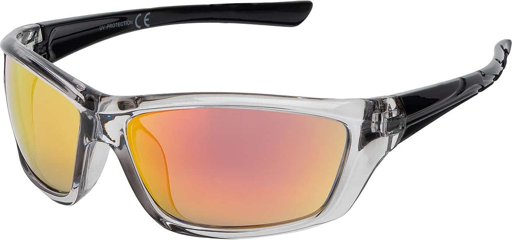 Uni Sonnenbrille 80er Fahrradbrille Sport Brille Retro verspiegelt Rot-Gelb