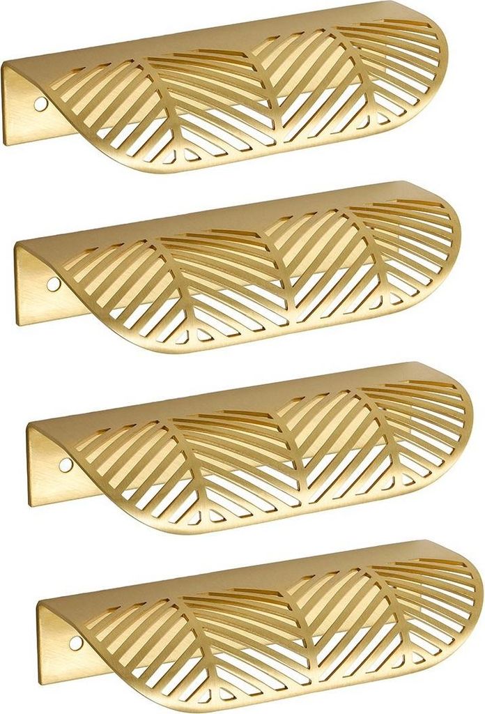 Stück blattförmiger Schubladenknopf, 117 mm, Möbelgriffe aus massivem Messing für Wohnzimmer, Küche, Schlafzimmer, mit Schrauben