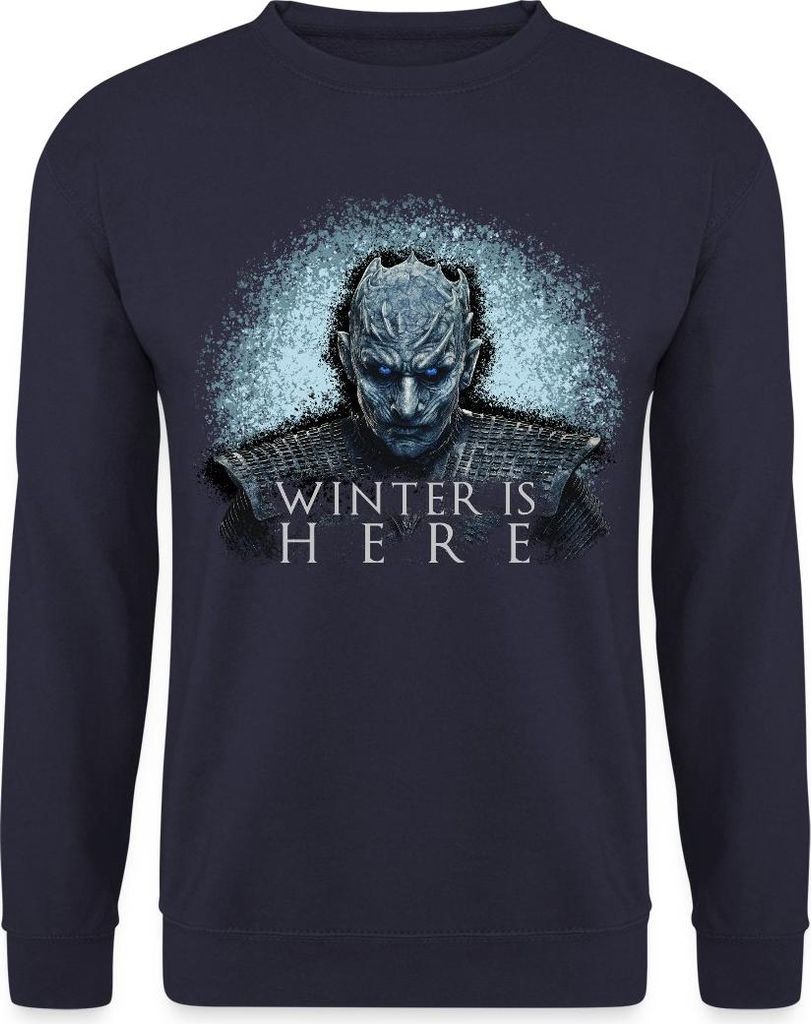Spreadshirt Game Of Thrones Night King Winter Is Here Uni Pullover, XL, Navy