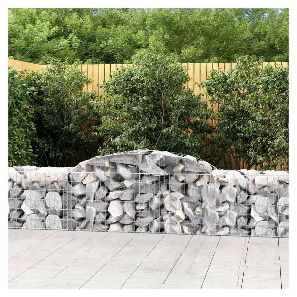 Gabionen mit Hochbogen 3 Stück 300x50x60/80 cm verzinktes Eisen