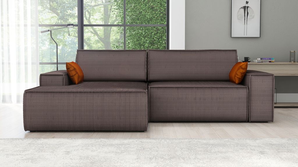 Ecksofa TOR mit Schlaffunktion. Farbe: Mocca. Produktbild 