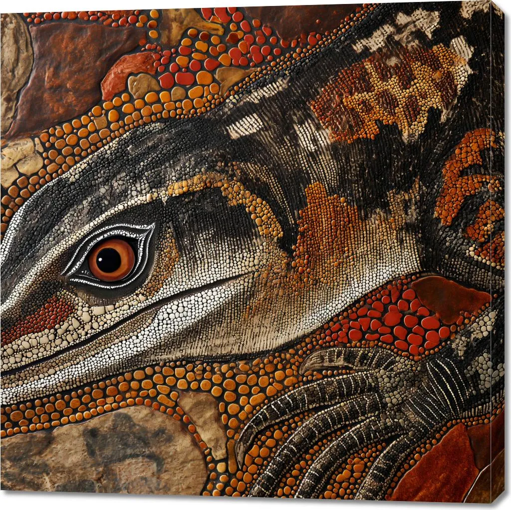 Décoration Murale Tableau Œil de Lézard Géant 100x100 cm pour Salon
