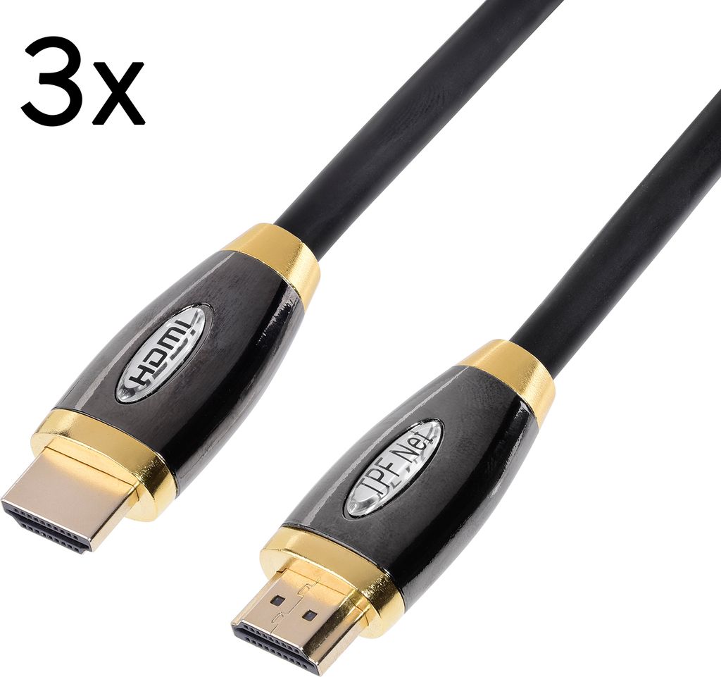 TPFNet 3er Pack High Quality HDMI Kabel 2.0/1.4a kompatibel mit Ferritkern und Ethernet, 10m