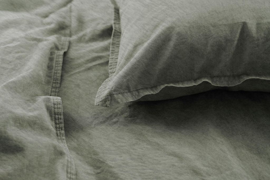 Primera Flanell Bettwäsche 155x220 stonewashed olive uni grün 173100-518