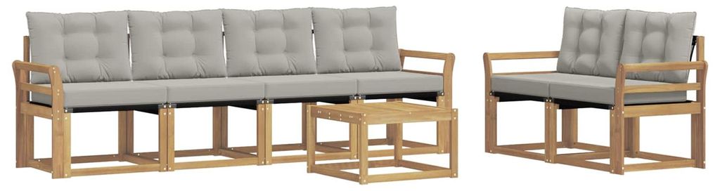 “2026 Modern“ Braun Outdoor-Sofagarnitur mit Kissen 7 pcs Weiß und Hellgrau - Designermöbel 76556 - Gartensofas