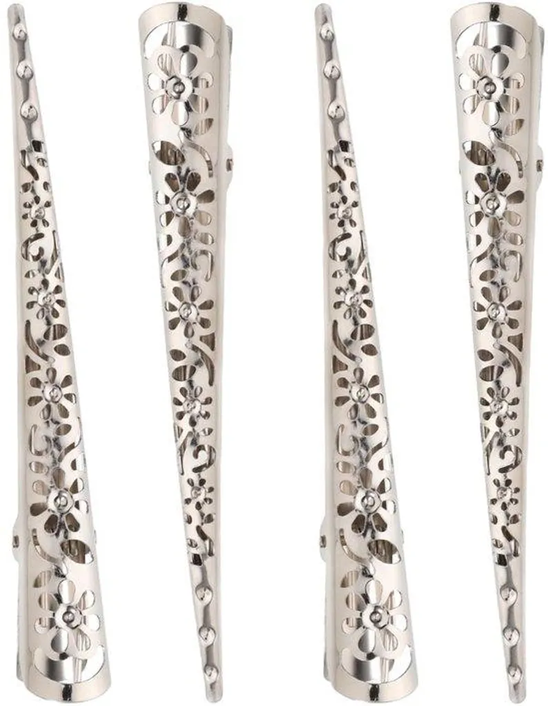 Barrettes en métal argenté lot de 4 grandes pinces crocodile tendance