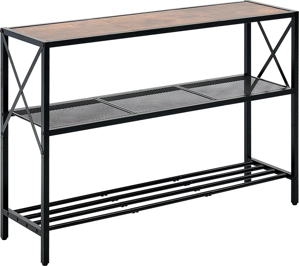 Table de console industrielle fine 3 étagères pour rangement de séjour