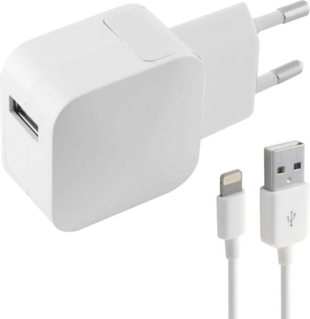 Caricatore da parete + cavo Lightning MFI KSIX 2,4A USB iPhone Bianco