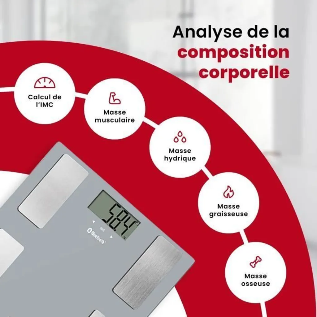 Terraillon 14754 Balance Intelligente Bluetooth et Analyseur Composition Bio
