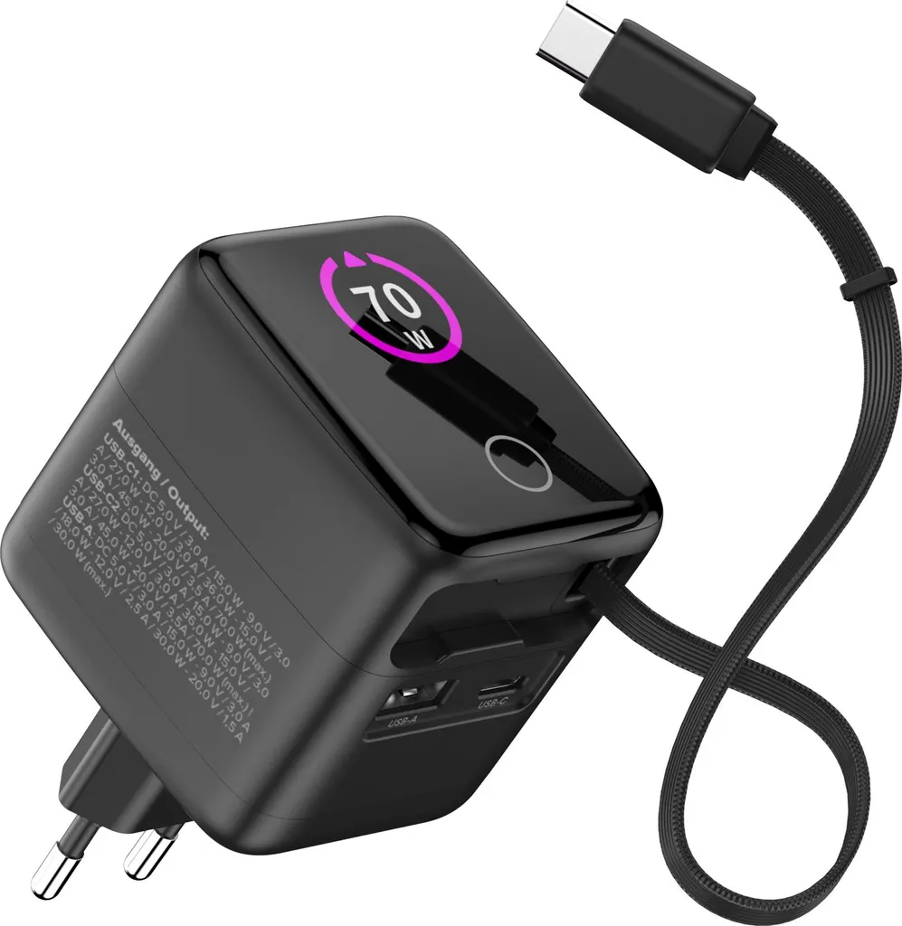 InLine Alimentatore USB GaN 70W Nero: Ordine e Potenza sulla Scrivania