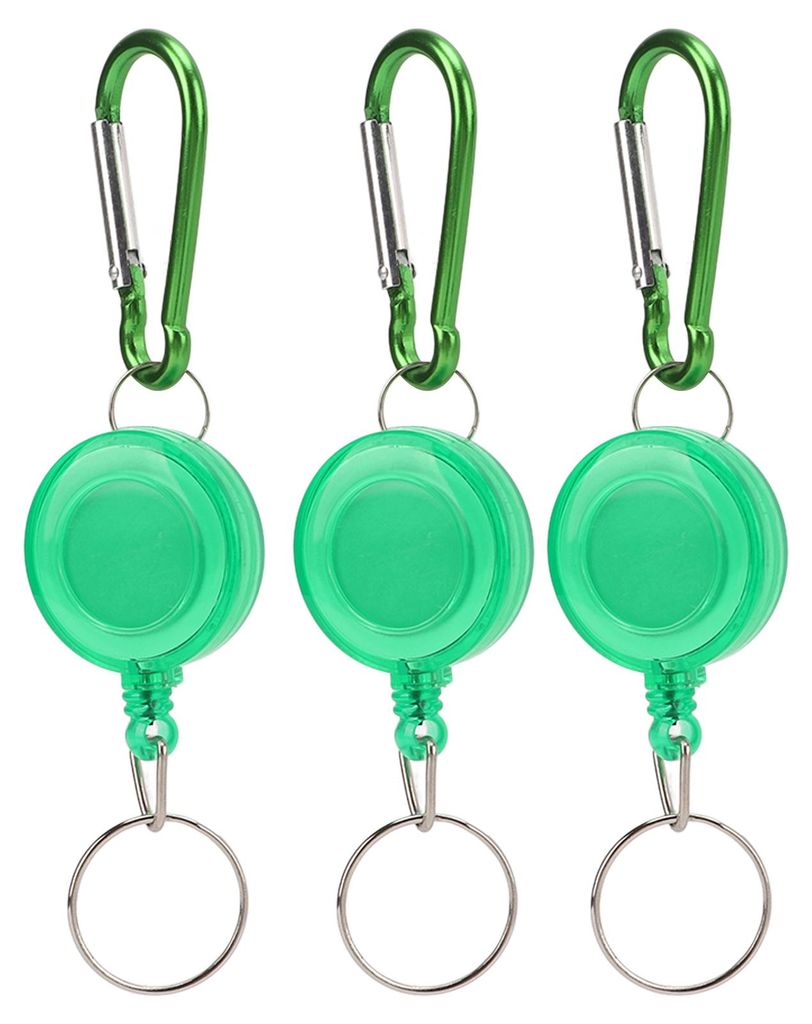 3PCS Nylonseil Teleskop-Einbruchwerkzeug Mini Anti-Lost Retractable Pull Schlüsselanhänger BuckleGreen