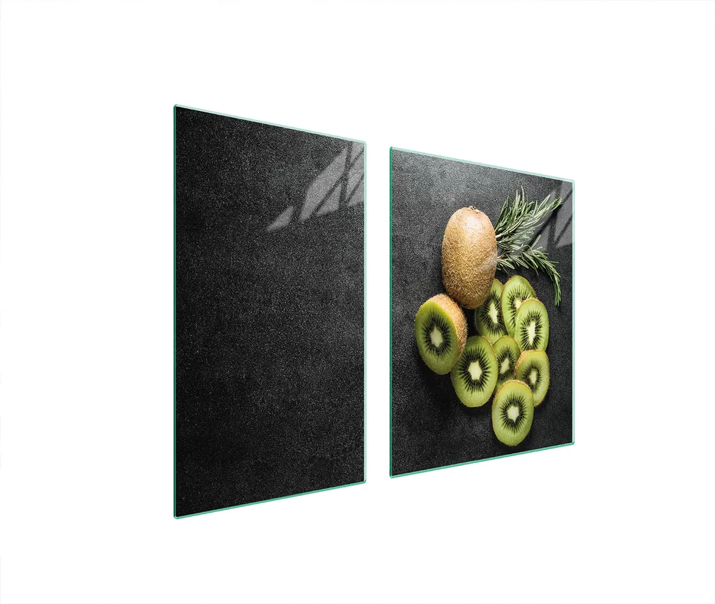 Set 2 Piastre Coprifornelli 100x52 Vetro Temperato Ardesia Kiwi XL