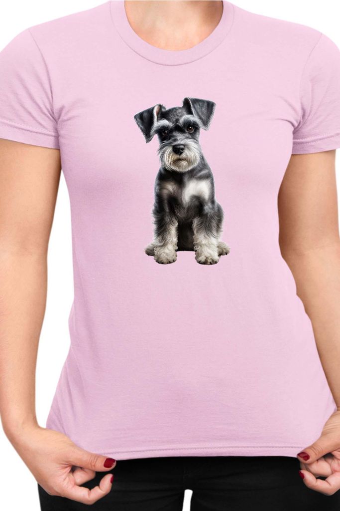 Damen T-Shirt Dogs Breeds Miniature Schnazuer Dog Breed 006, Lady L / Hellrosa