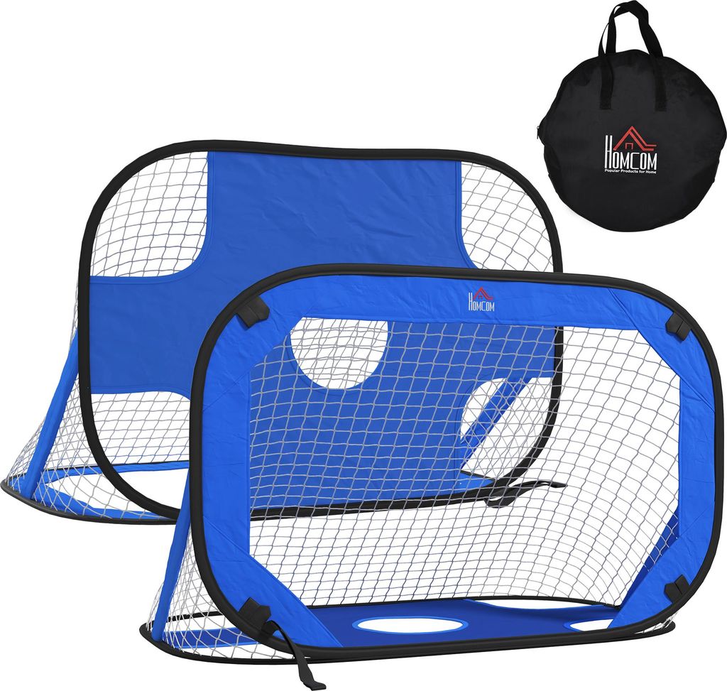 Fortuna Lai Pop Up Fußballtore 2er Set tragbare faltbare Minitore mit Tragetasche Blau 123x80x80 cm für Garten und Sportaktivitäten