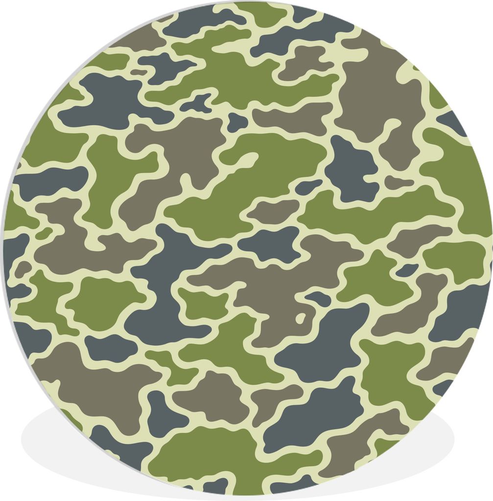 MuchoWow Rundes Wandbild - Runde Bilder Grünes Camouflage-Muster Ø 90 cm Kreis Wanddekoration Kunststoff - Wandkreis - Wandschmuck - Wand-Kreis...