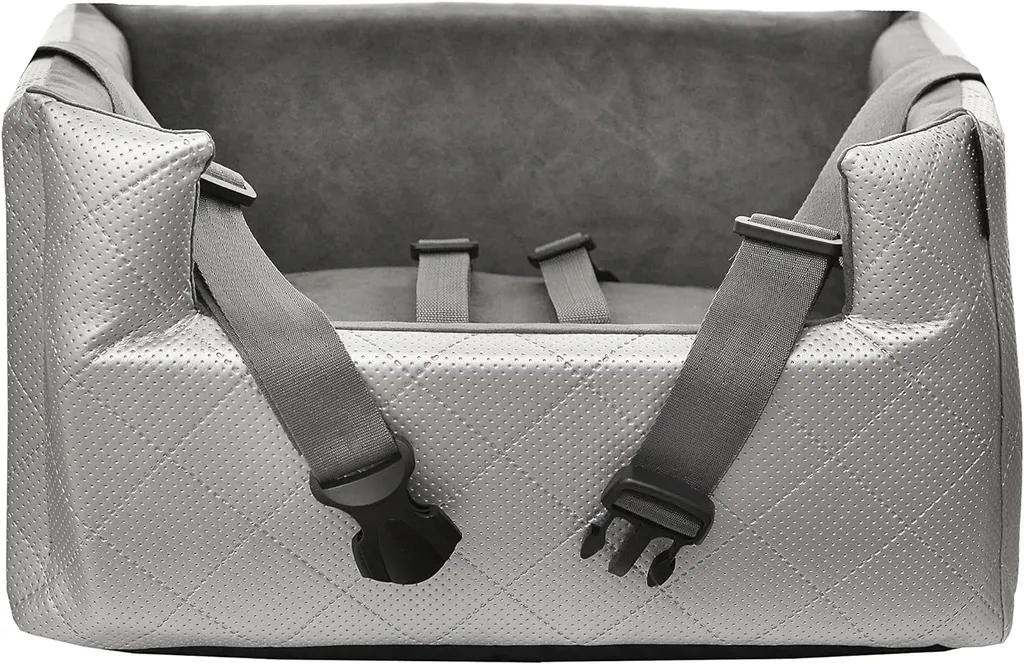 Panier de voiture pour chien Lux Light Grey M - Transporteur rembourré