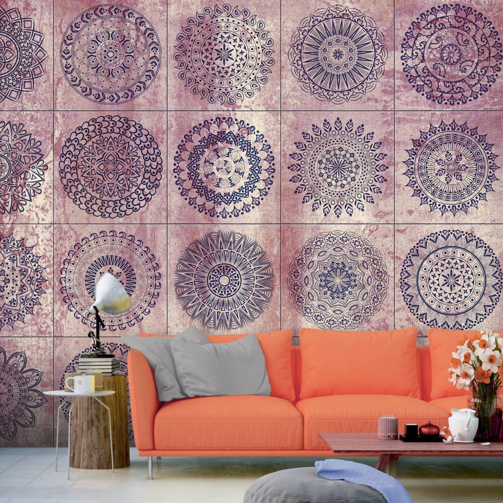 PURO TAPETE - Realistische Tapete ohne Rapport und Versatz 10m Vlies Tapetenrolle Wandtapete modern design Fototapete - Mandala Ornament f-A-0525-j-d