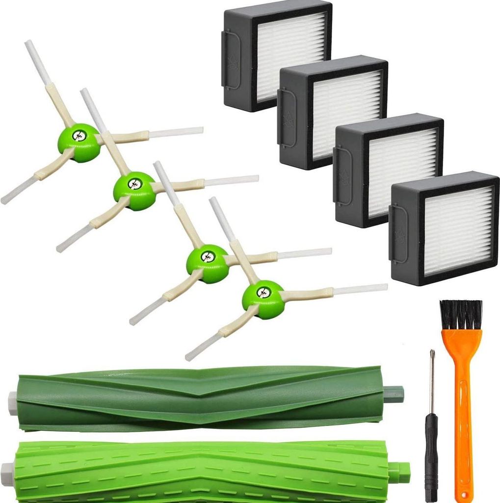 Ersatz-Staubsaugerzubehör für Roomba j7 j7+ i7 i7+ i7 Plus E5 E6 E7 8 i8+ i6 i6+ i3 i3+ i4 i4+. Ersatzteile, 4 Filter, 4 Seitenbürsten, 2 Gummib...