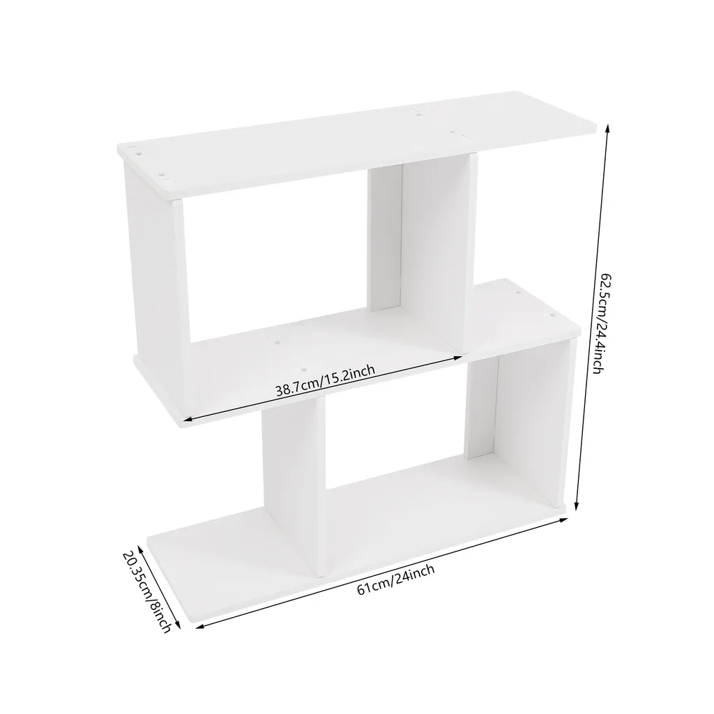 Petite bibliothèque ouverte 2 étagères design Z blanc pour salon et bureau