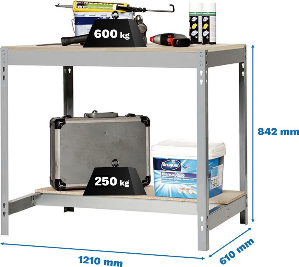 SIMONWORK BT0 Metallwerkbank 1200x600 CINZA/MADEIRA