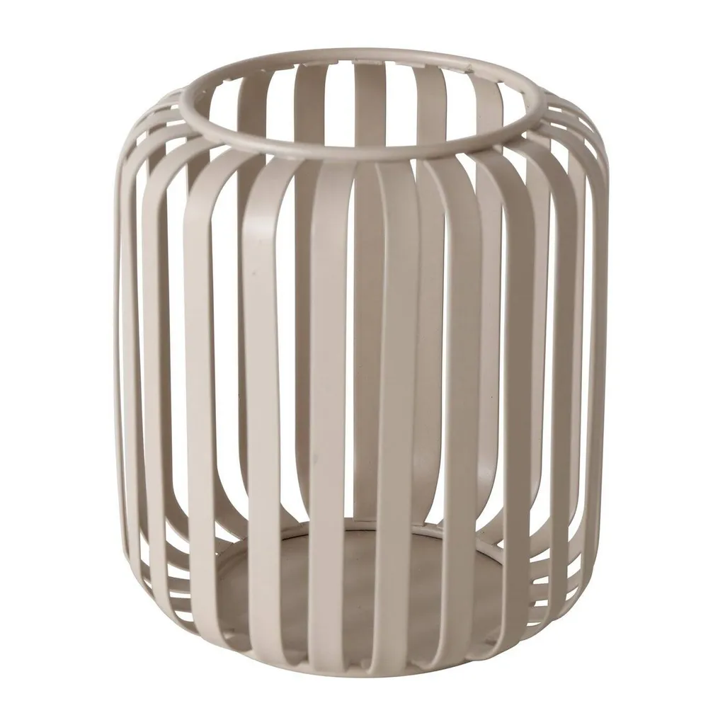 Photophore Viki beige en fer 10 cm - Déco stable et sécurisée pour bougies