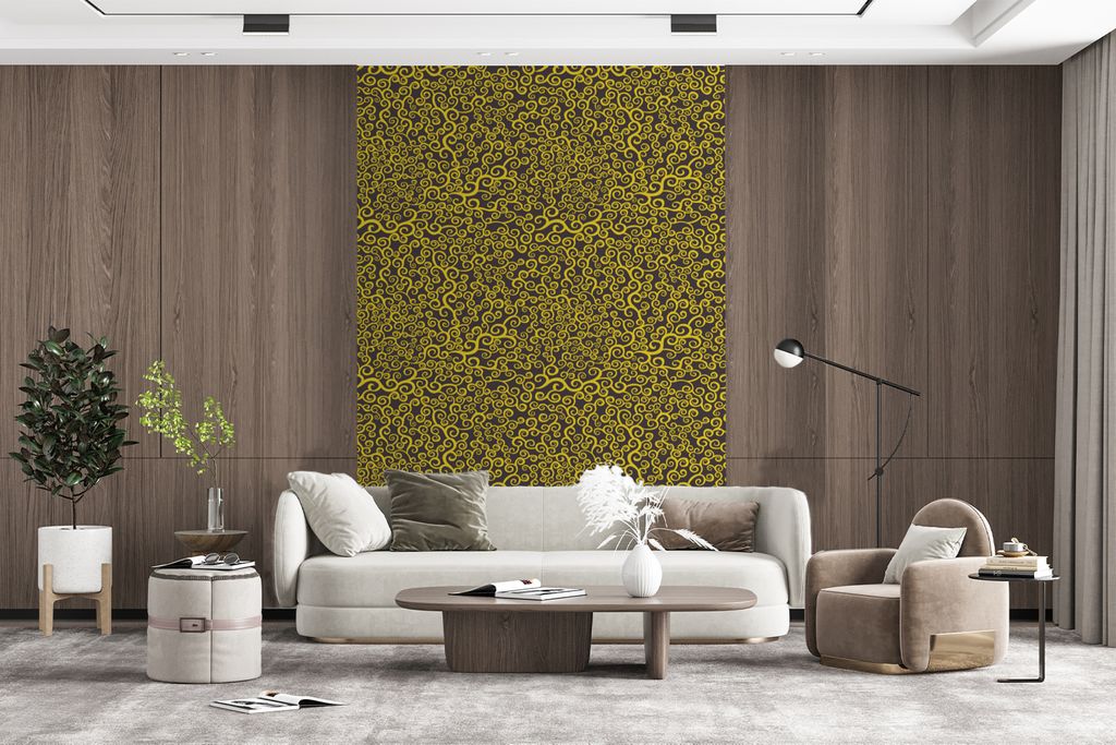 MuchoWow Fototapete für Wohnzimmer oder Schlafzimmer Wandtapete Vinyl Motivtapete Locke - Jugendstil - Muster - 225x350 cm - Schlafzimmer tapete