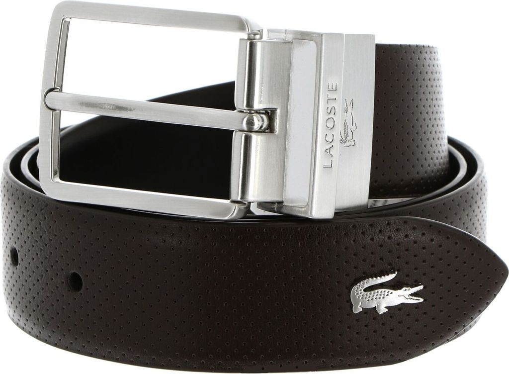 LACOSTE Leder Gürtel Elegance Punch Plain Leather Belt W90 Marron Noir dunkelbraun