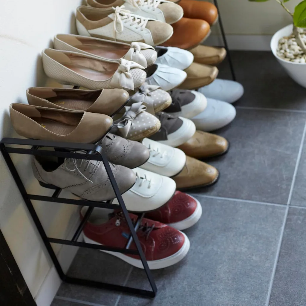 Étagère à chaussures 3 niveaux modulable de 41 à 70 cm en acier - 2