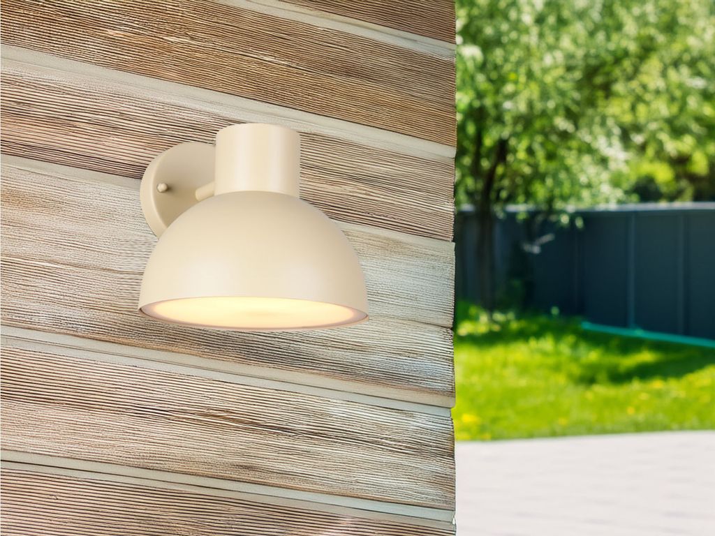 Retro Style LED Downlight Außenwandleuchte Beige Ø 20cm für Fassadenbeleuchtung