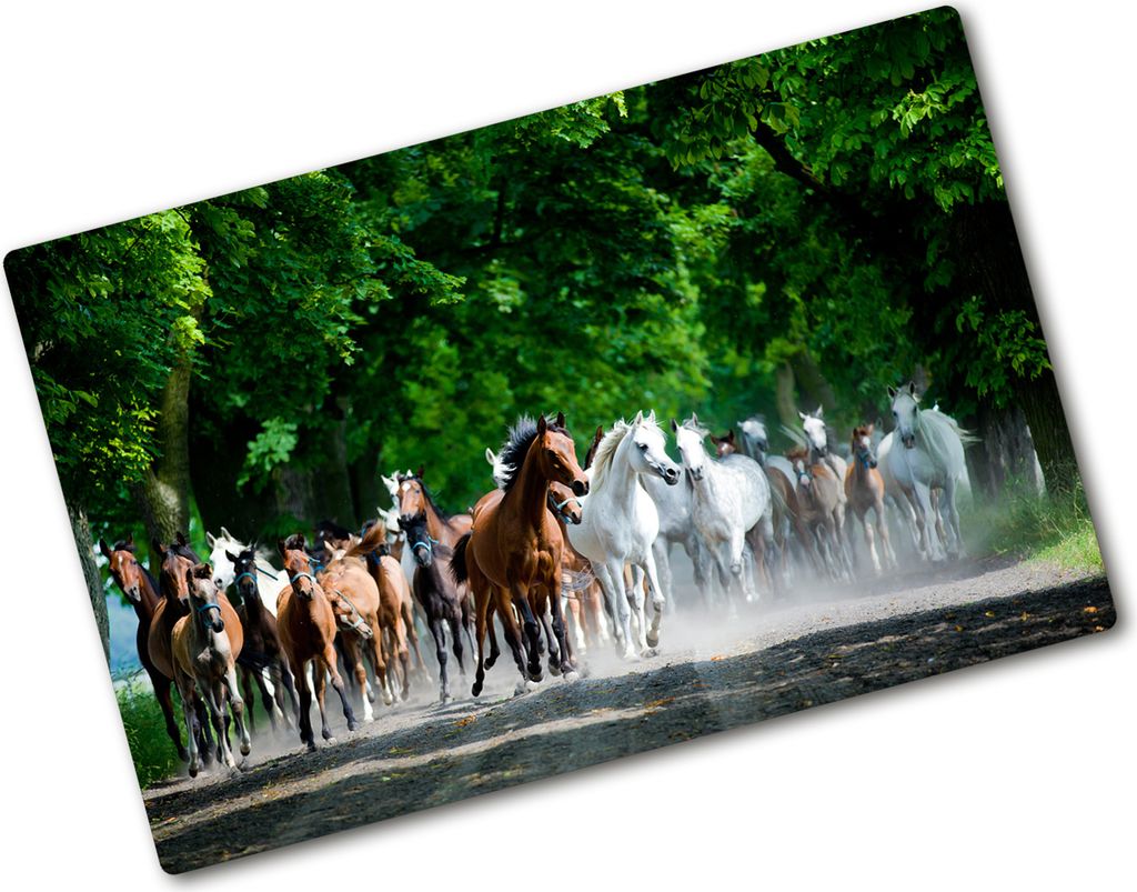 Tulup Glas Herdabdeckplatte - 80x52 cm - Glaskeramikkochfeld-Abdeckung Spritzschutz Glasabdeckplatte - Einteilig - Tiere - Pferde im Galopp - Mehrf...