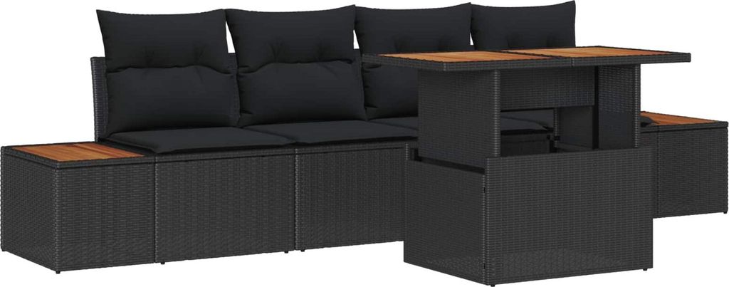 Garten Essgruppe mit Kissen 5 pcs Schwarz und Braun