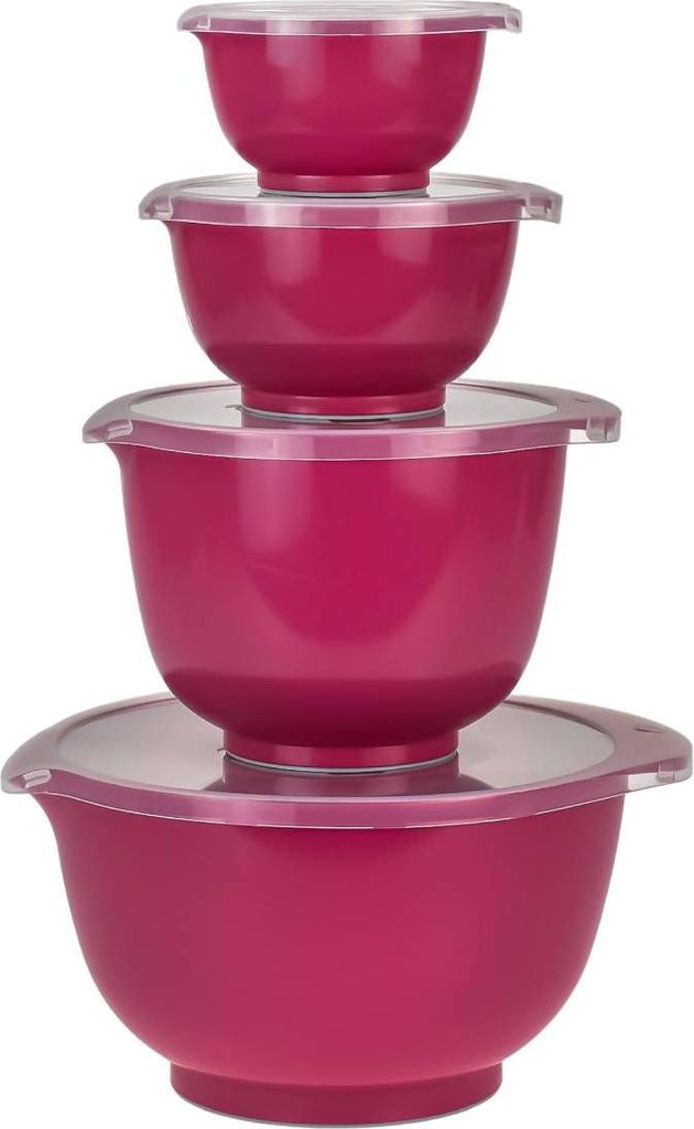 Rosti Rührschüssel Set 4tlg. mit Deckel "Margrethe" New dunkel pink (beetroot) 0,25+0,5+1,5+3,0L