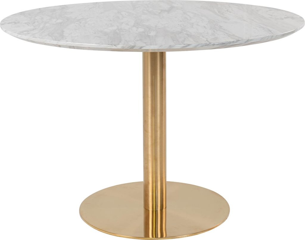 Esstisch >Bolzano< in Weiss, Marmor - 110x75x110cm (BxHxT)